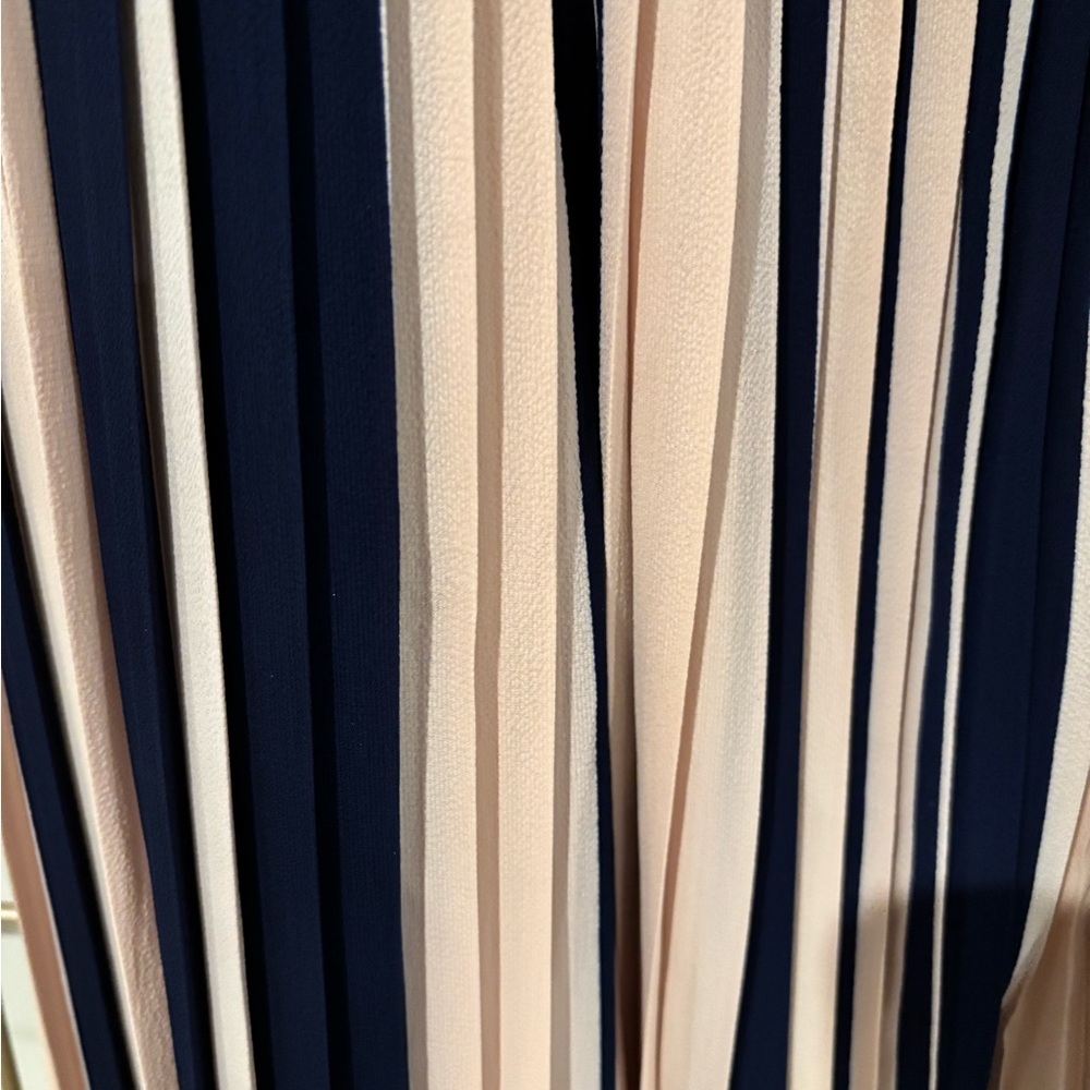Bare Anthology Blue and Cream Pleated A-Line Maxi Skirt